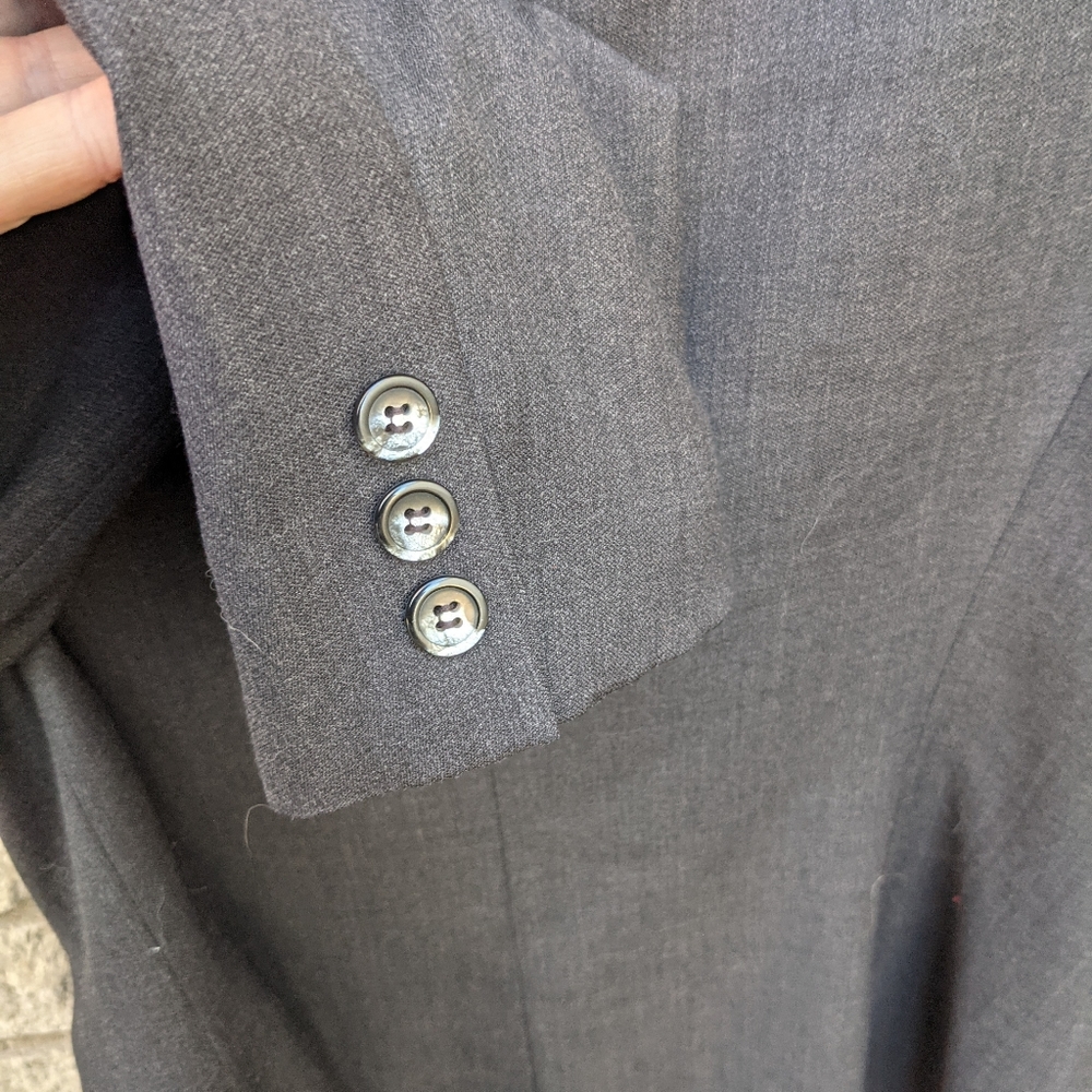 Blazer 3 Button Closure 100% New Wool Gray Pockets EUC by Rena Rowan